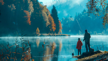 fishing on the lakeの素材