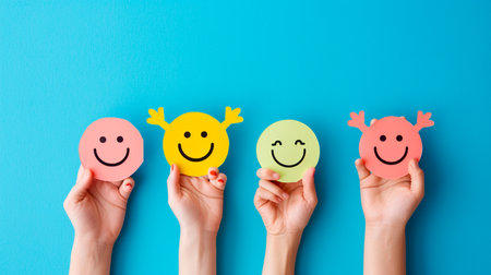 happy smile with colorful smiley smiley faces. emoticonの素材