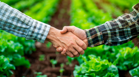 two business partners shaking handsの素材