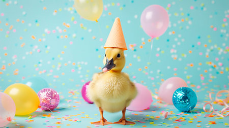 cute little baby in the festive room with a birthdayの素材