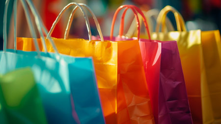 shopping bags with colored ribbonsの素材