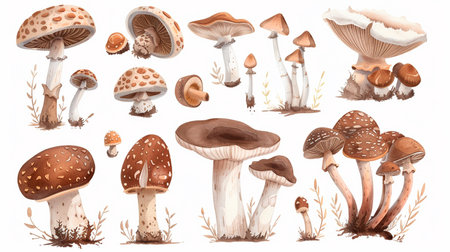 mushrooms on a white backgroundの素材