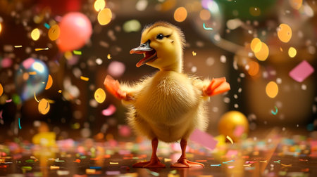 cute little baby in the festive room with a birthdayの素材