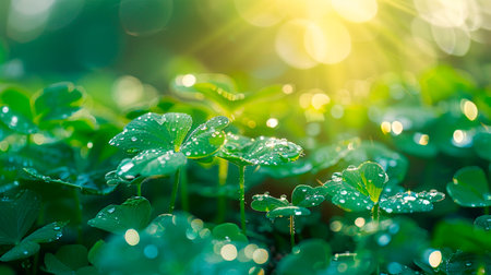 green leaves and cloverの素材