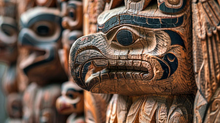 wooden carving of the lionの素材