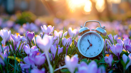 clock in spring gardenの素材