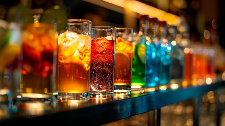 different alcoholic cocktails with different drinksの素材