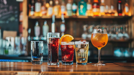 different alcoholic cocktails with different drinksの素材