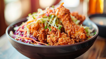 a closeup shot of chicken and vegetablesの素材