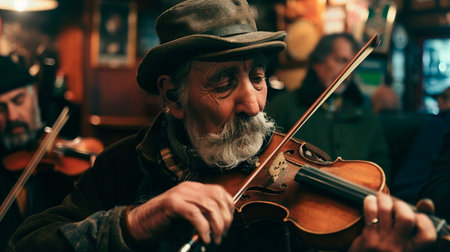 People in a bar playing the violinの素材