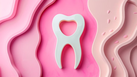 heart made of pink and white dental flossの素材