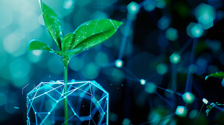 green plant in the ground on a black backgroundの素材