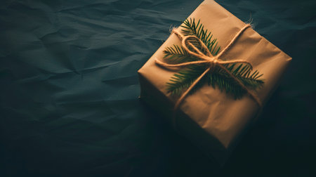 christmas background. christmas gift box with red bow and ribbonの素材