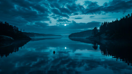 moon in night landscapeの素材