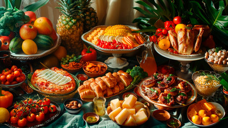 fresh vegetables and spices on a black background.の素材