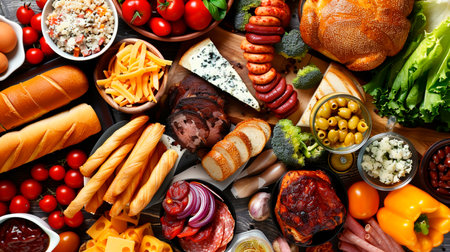 fresh vegetables and spices on a black background.の素材