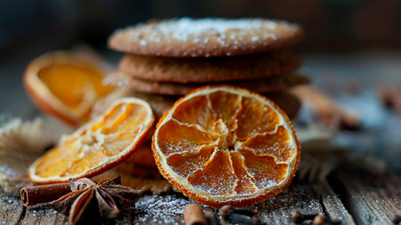 gingerbread, dried oranges and cinnamonの素材