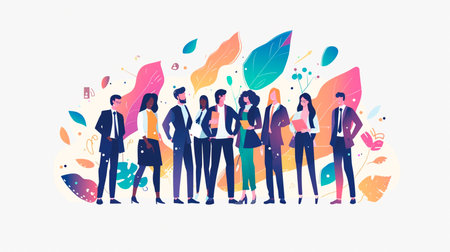 silhouettes of group of business people in business meetingの素材