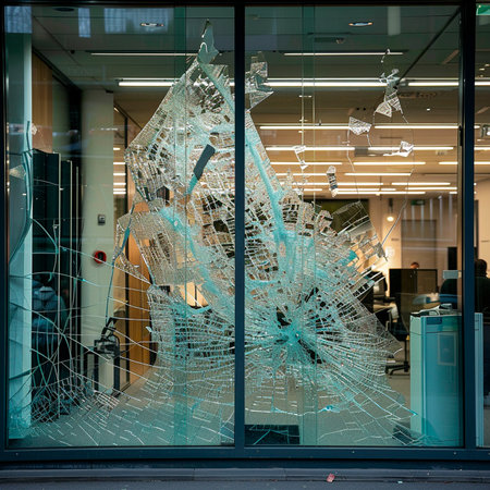 broken glass window close upの素材