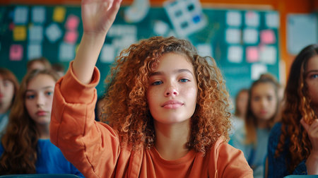 young woman in classroomの素材