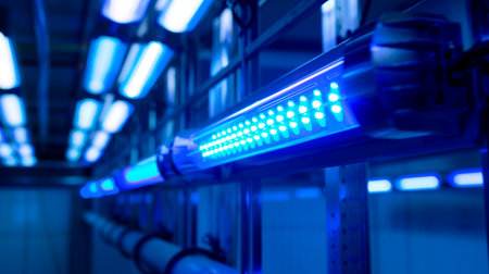 A room with UV tanning lampsの素材