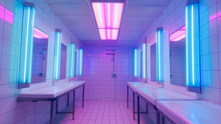 A room with UV tanning lampsの素材