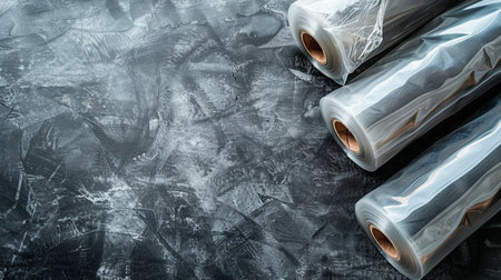 rolls of bag on the tableの素材