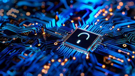 abstract digital technology background, cyber security concept.の素材