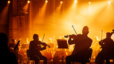 young people play the violin at nightの素材