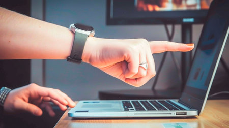 A man works with a laptopの素材