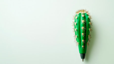 cactus and pen on white backgroundの素材