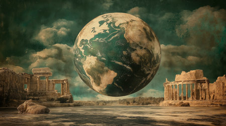 Globe on a rusty backgroundの素材