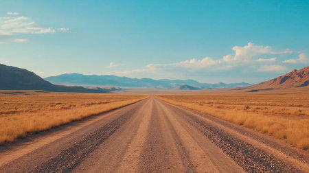empty road in desertの素材