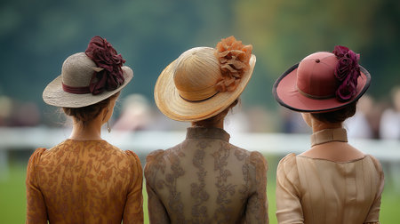 beautiful women in a hat and a dressの素材