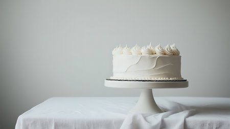 white cake and white cream on the standの素材