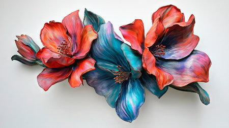 beautiful flowers on wooden background. floral composition.の素材