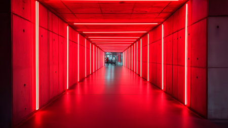 neon light in the empty roomの素材