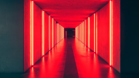 neon light in the empty roomの素材