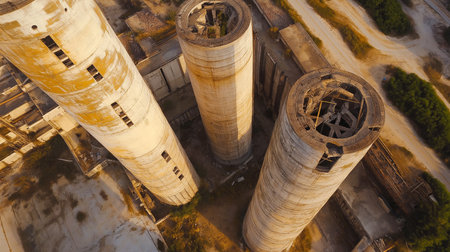 top view of the old round buildingの素材