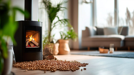 modern interior with fireplaceの素材