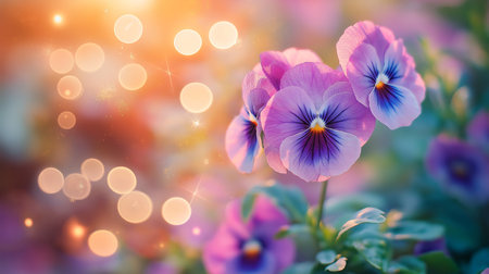 spring background with blooming purple flowers.の素材