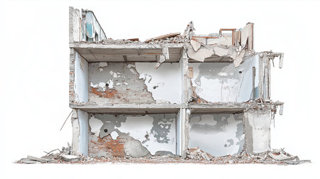 broken house. destroyed buildingの素材