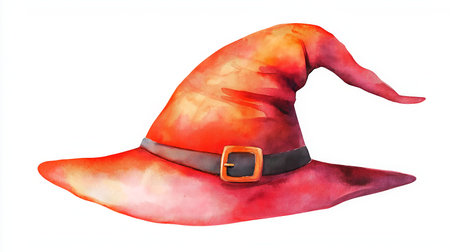 watercolor magic witch hatの素材