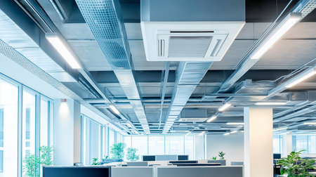 interior view of modern office with wooden wallsの素材