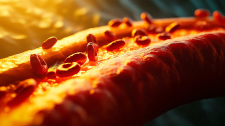 illustration of human body with blood cells and cellsの素材