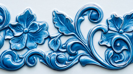 white and blue flowers on tilesの素材