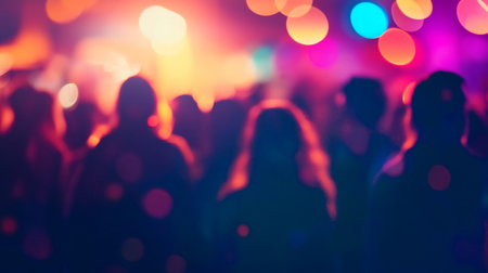 crowd of people at night in the clubの素材