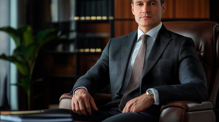 businessman sitting at the officeの素材