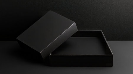 Empty black box on black backgroundの素材