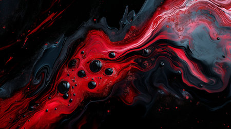 abstract background of acrylic paints in red and black tonesの素材